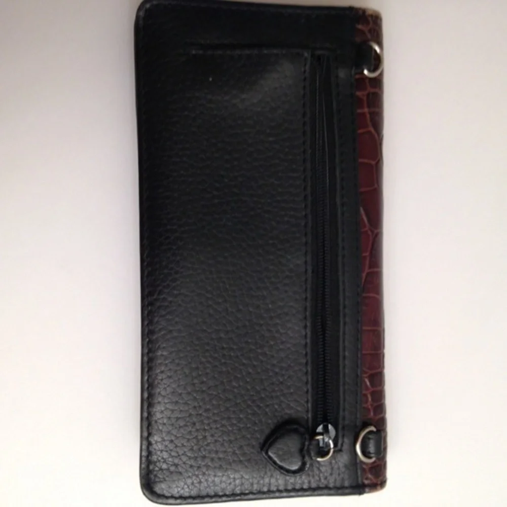 Brighton black brown croc embossed leather wallet